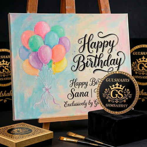 Birthday Balloon Hand-Painted Canvas