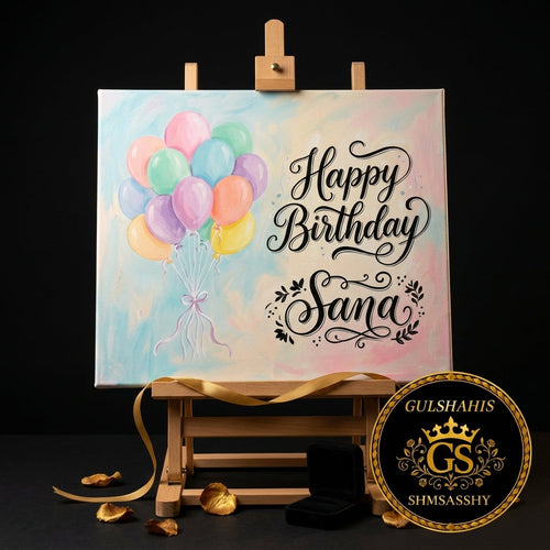 Birthday Balloon Hand-Painted Canvas