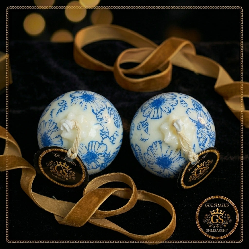 Pair of Blue Pottery Candle Set