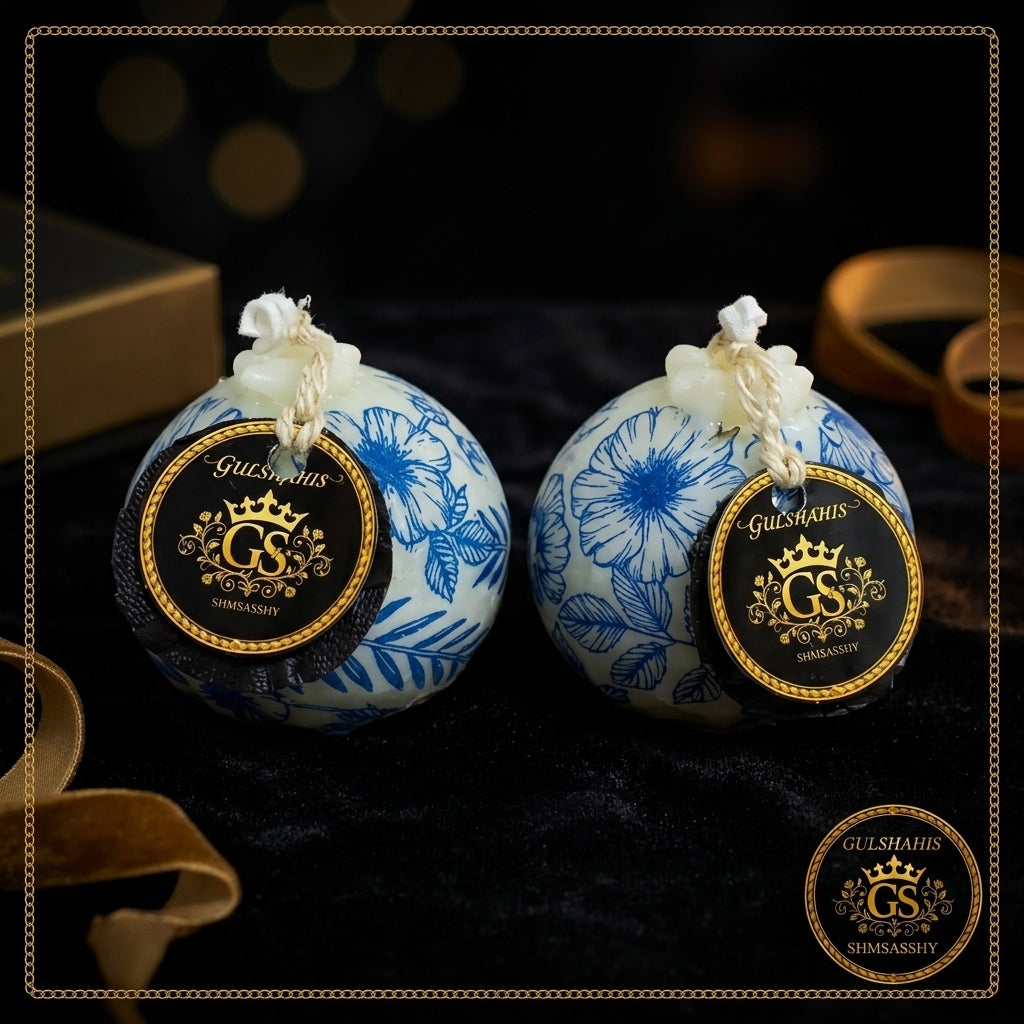 Pair of Blue Pottery Candle Set