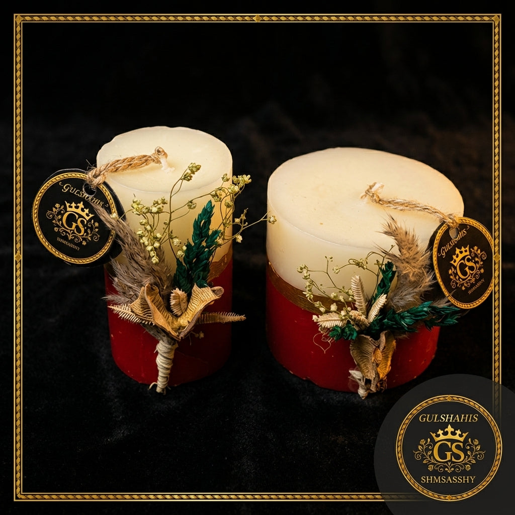 Pair of Pampas Grass Candle Set