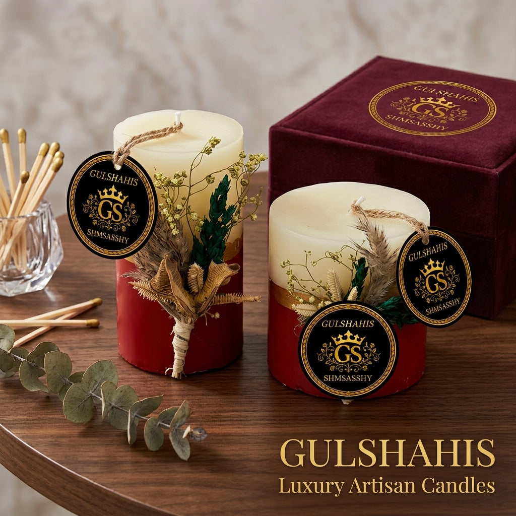 Pair of Pampas Grass Candle Set