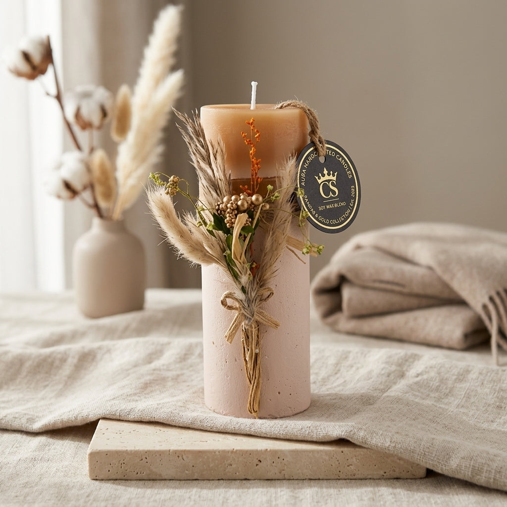 Set of 2 Pampas Grass Candle Set