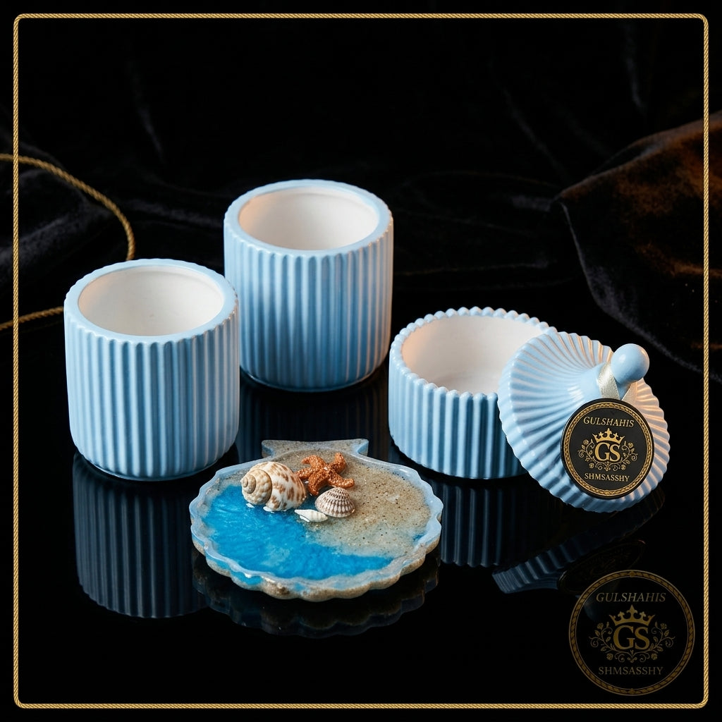 Set of 3 Seashell Candle Set
