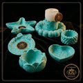 Set of 7 Marble Textured Candle Set